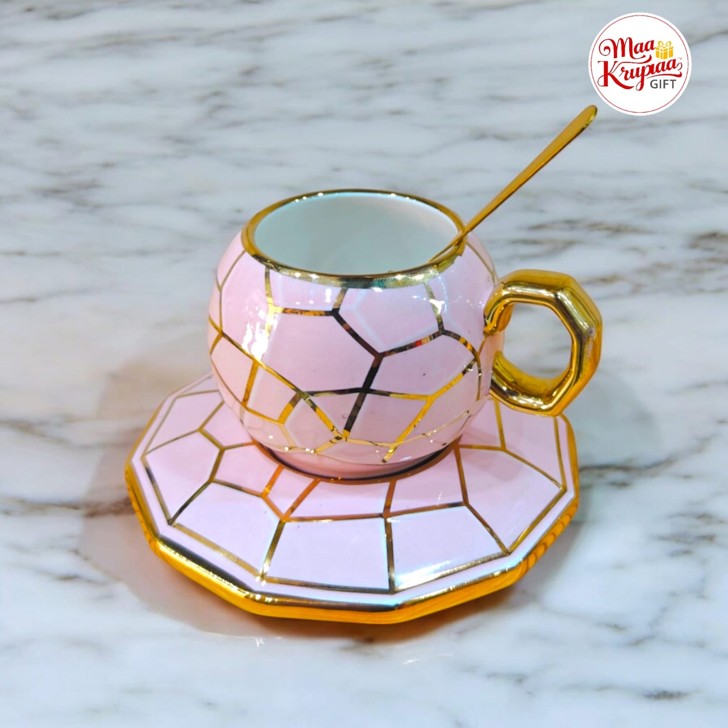PINK AND GOLDEN TEA MUG 277