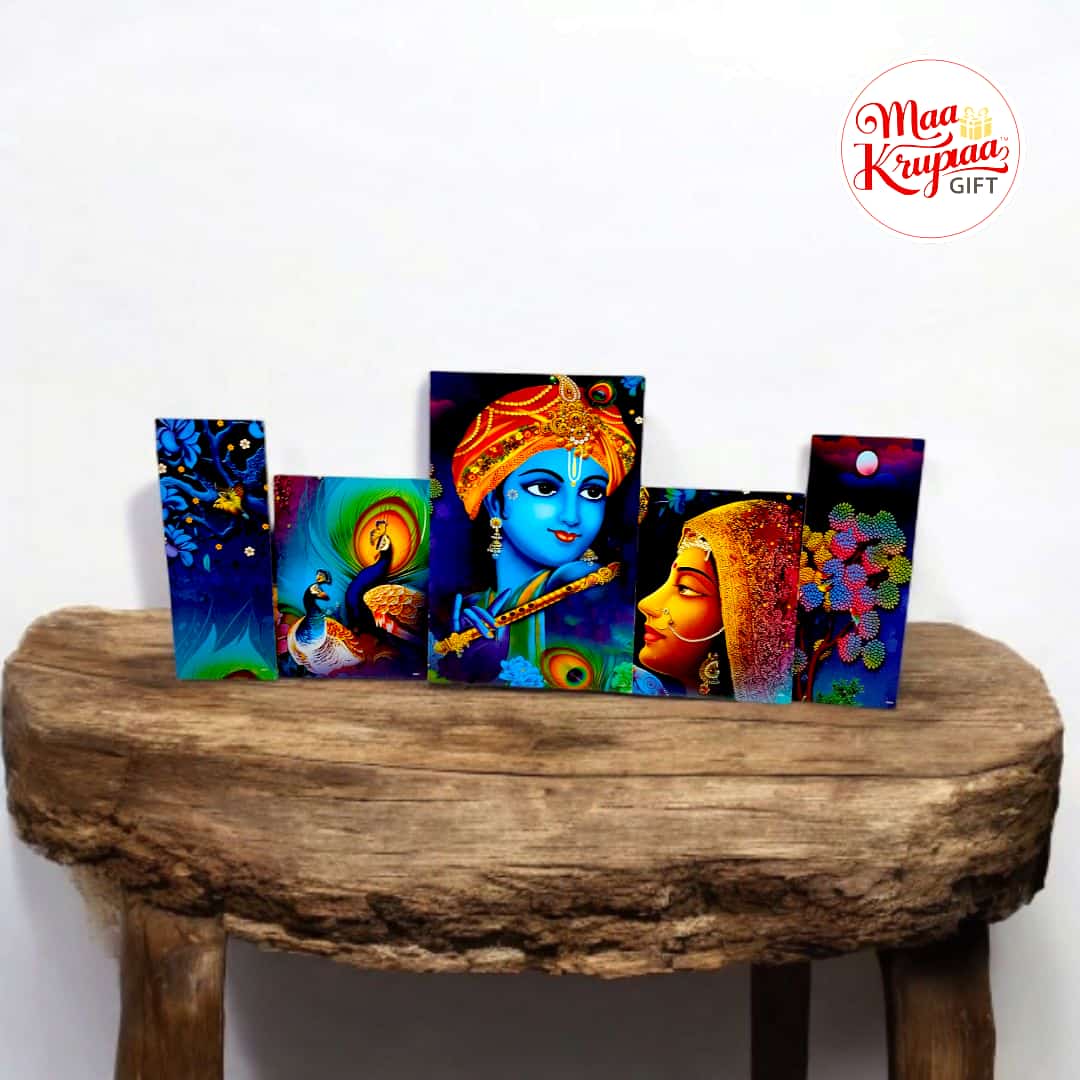 5 PIS RADHA KRISHNA WALL FRAME SET 1247
