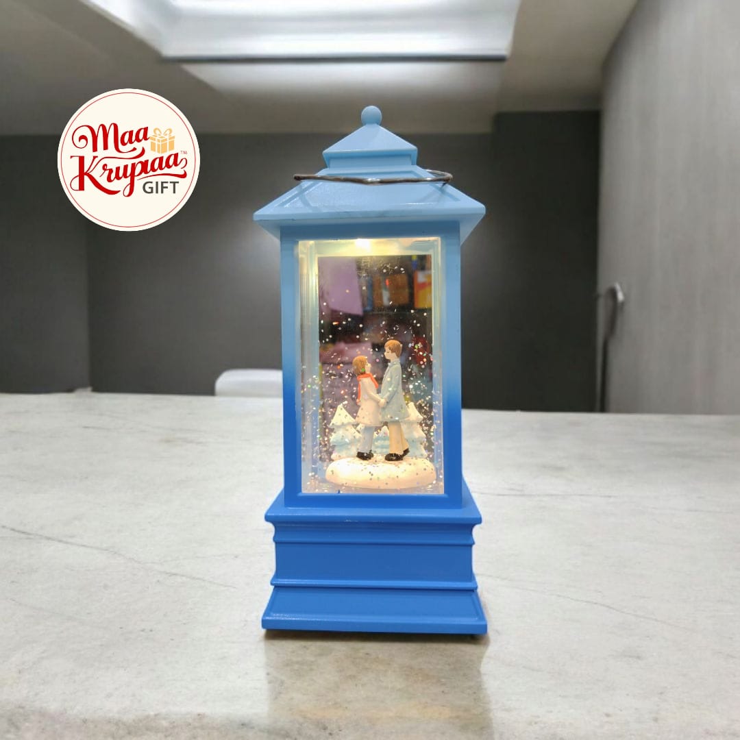 ROMANTIC COUPLE SNOW LANTERN COUPLE SHOWPIEC 1122