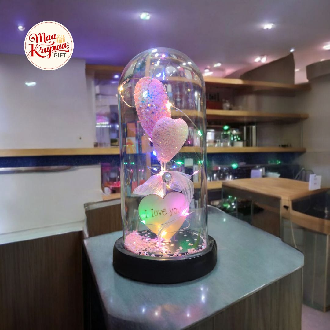 PREMIUM LOVE COUPLE GLASS SHOWPIECE L28