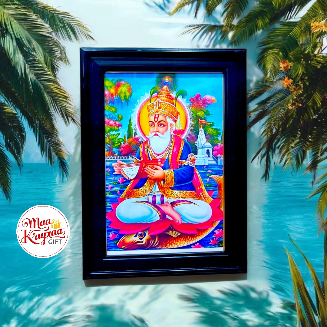 NOOKES JHULELAL VISHNU AVTAR UDERO LAL SINDHI GOD BLACK COLOUR BORDERED FRAME