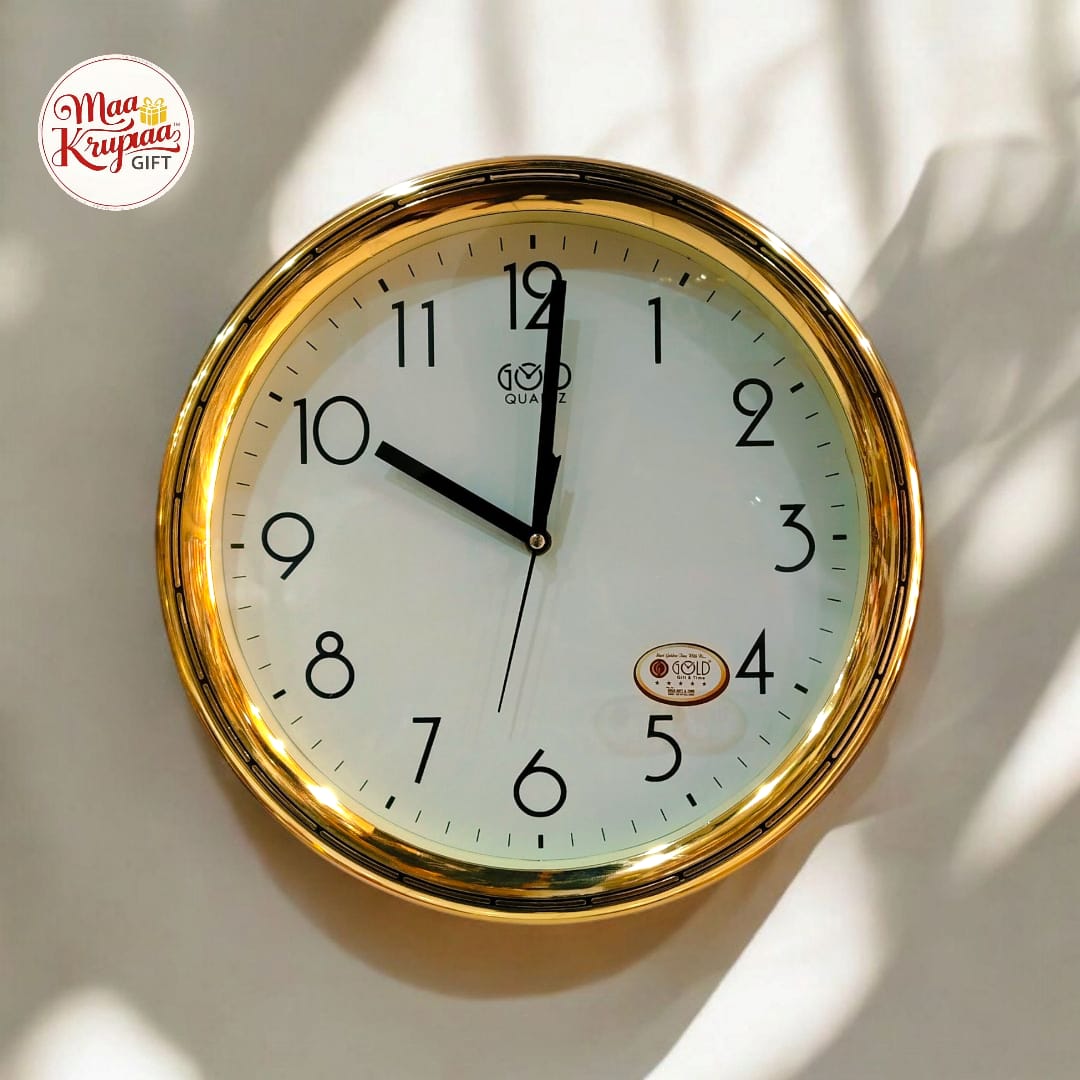 GOLD COLOURED ROUND SHAPED GOLD QUARTZ WALL CLOCK 797