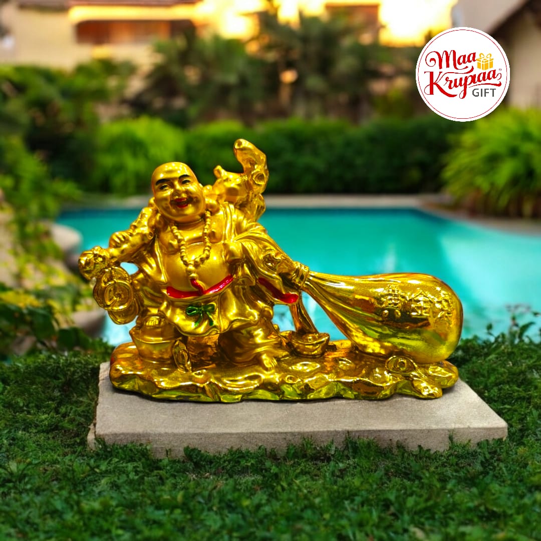 PREMIUM GOLDEN COLOUR SHADED HIGH FINISHED HAPPY MEN SHOWPIEC 4INCHES BIG AND 6 INCHED BROAD IDOL1308