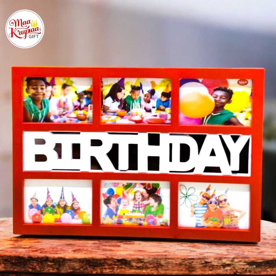 PREMIUM RED COLOUR 6 PHOTOS FRAME WITH A BIRTHDAY TAG IN IT 670