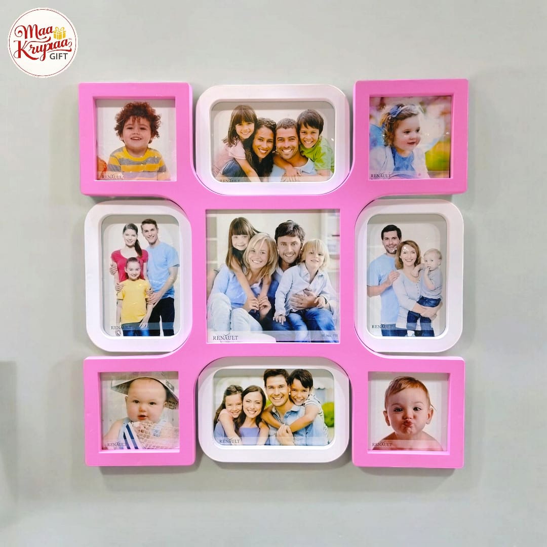 UNIQUE PINK AND WHITE COLOUR 9 PHOTOS PREMIUM PHOTO FRAME 1289