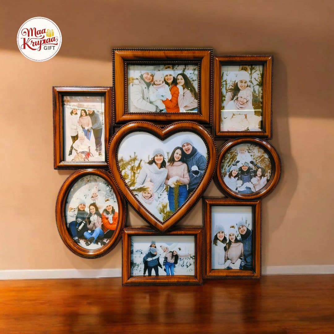 UNIQUE SHAPE 8 PHOTOS BROWN COLOUR PHOTO FRAME 01234