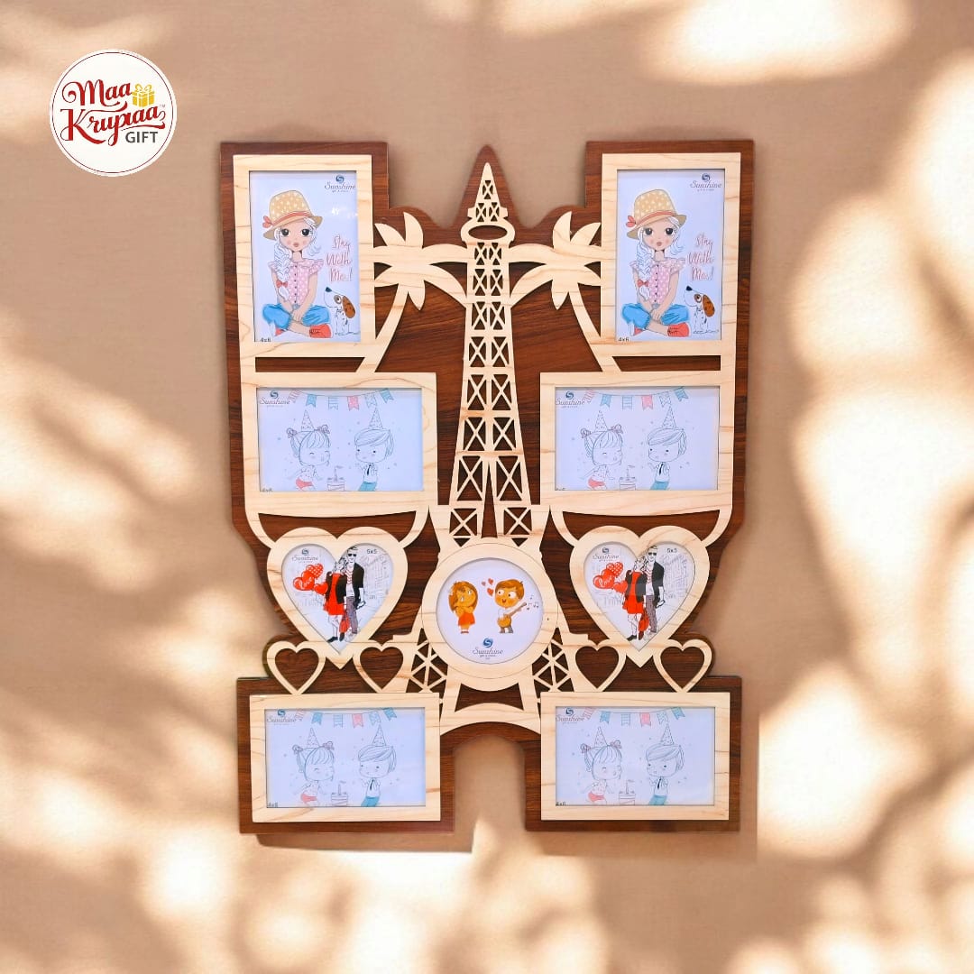 3D EIFFEL TOWER LASER CUTTED WODERN 9 PHOTO FRAME 1293