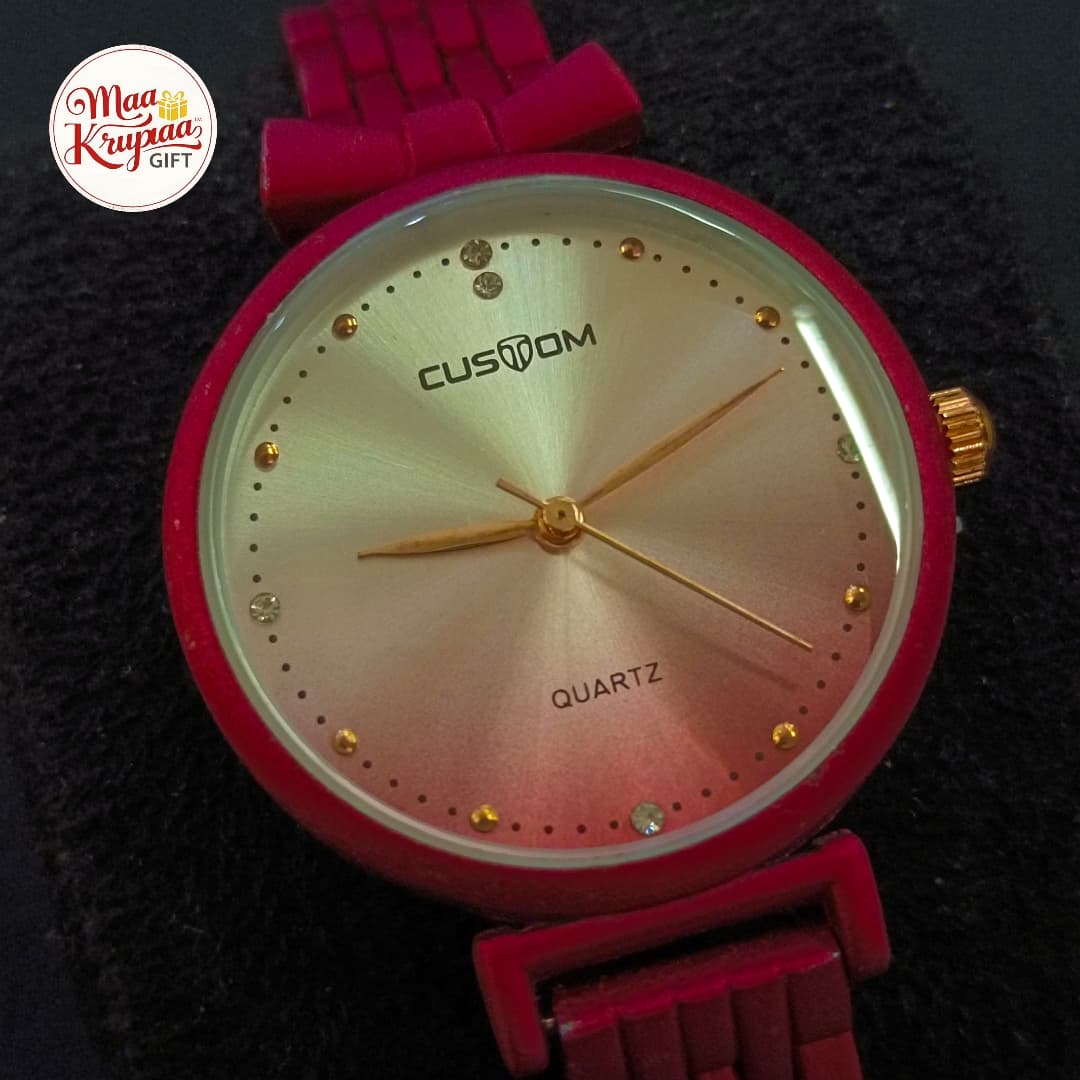 PREMIUM PINK COLOUR CHAIN SHADED CUSTOM LADIES WATCH 266