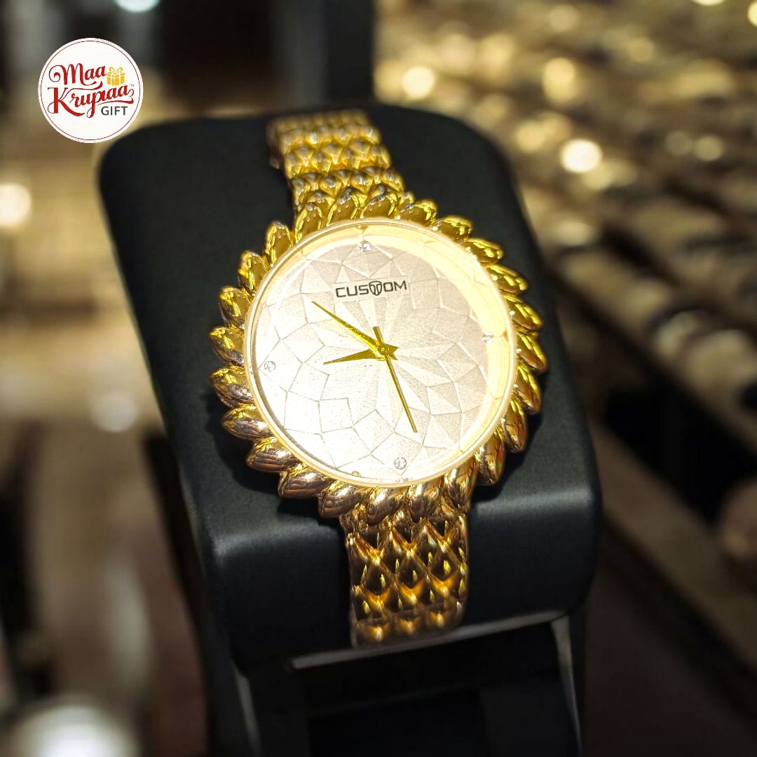 PREMIUM UNIQUE SHAPE DIAL WITH GOLD CHAIN CUSTOM LADIES WATCH 1098