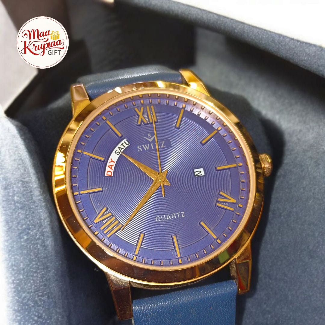 SWIZZ QUARTS DAY DATE MENS WATCH 1077