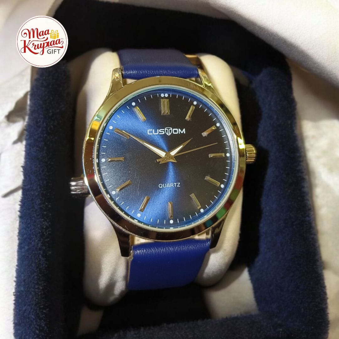 LUXURIOUS CUSTOM BLUE LETHER MENS WATCH 259