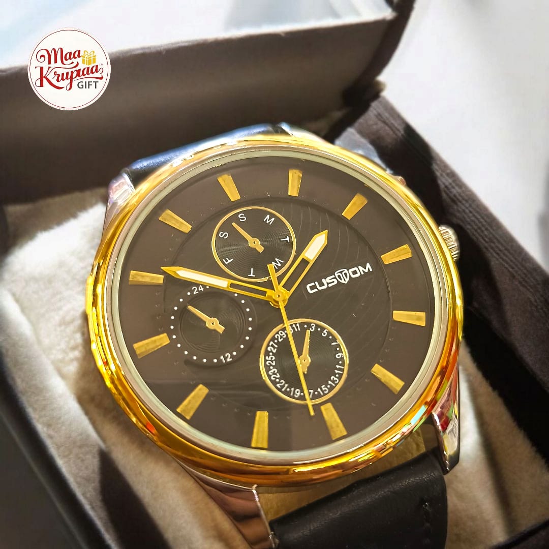 CUSTOM MENS PREMIUM LETHER BELT WRIST WATCH 261