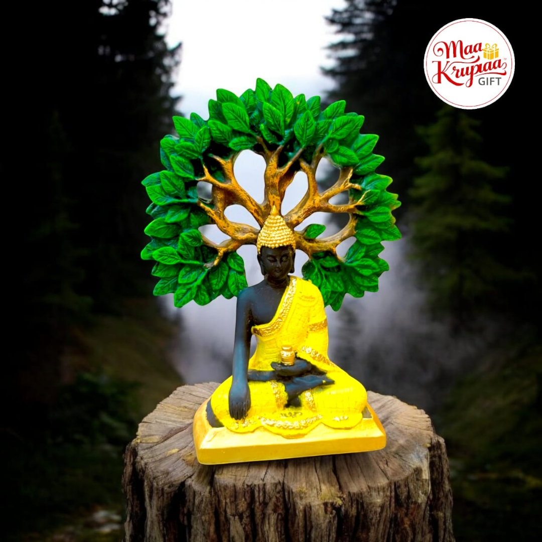 MEDITATING BUDDHA UNDER TREE STATUE 930