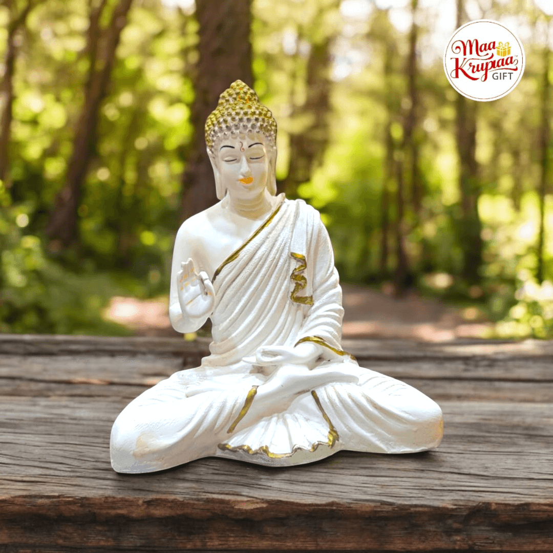 WHITE AND MEDITATION BUDDHA SHOWPIECE 319