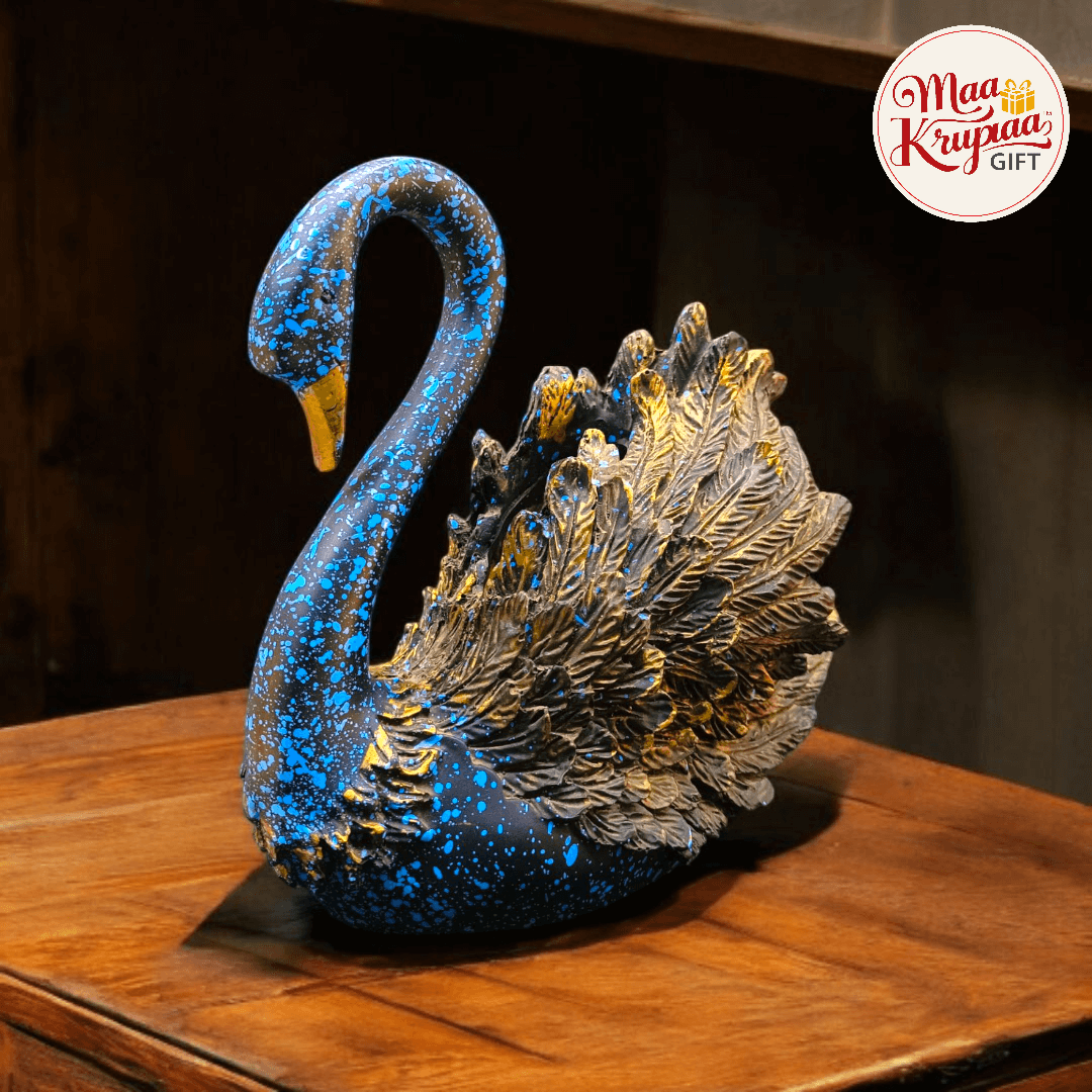 BLUE & GOLDEN ELEGANT SWAN OF LOVE SHOWPIECE 476
