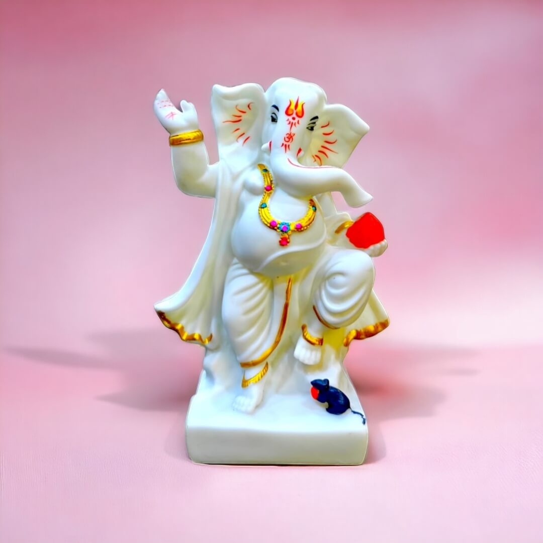 GOLDEN WHITE COLOUR GANESH JI IDOL W315