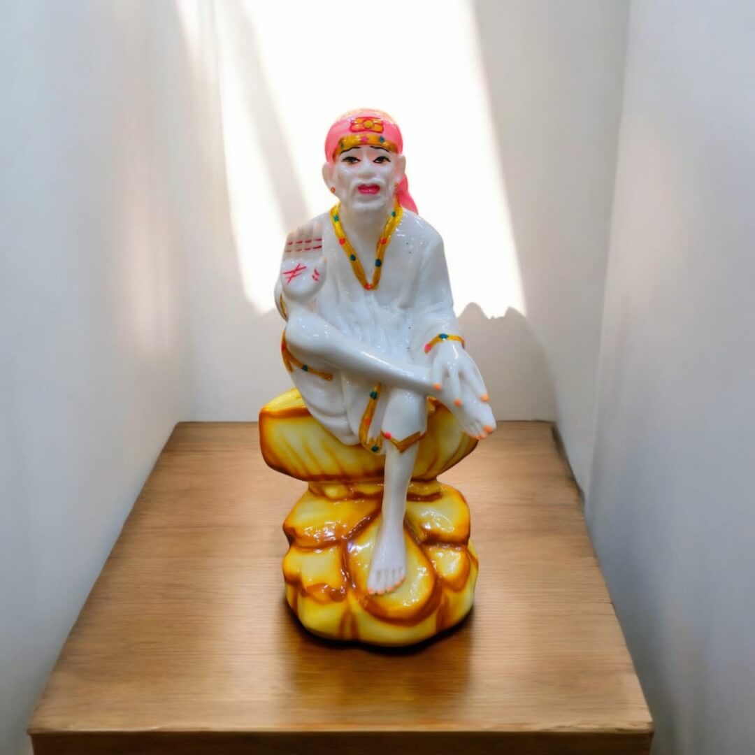 WHITE AND BROWN COLOUR PREMIUM SAI BABA IDOL 311