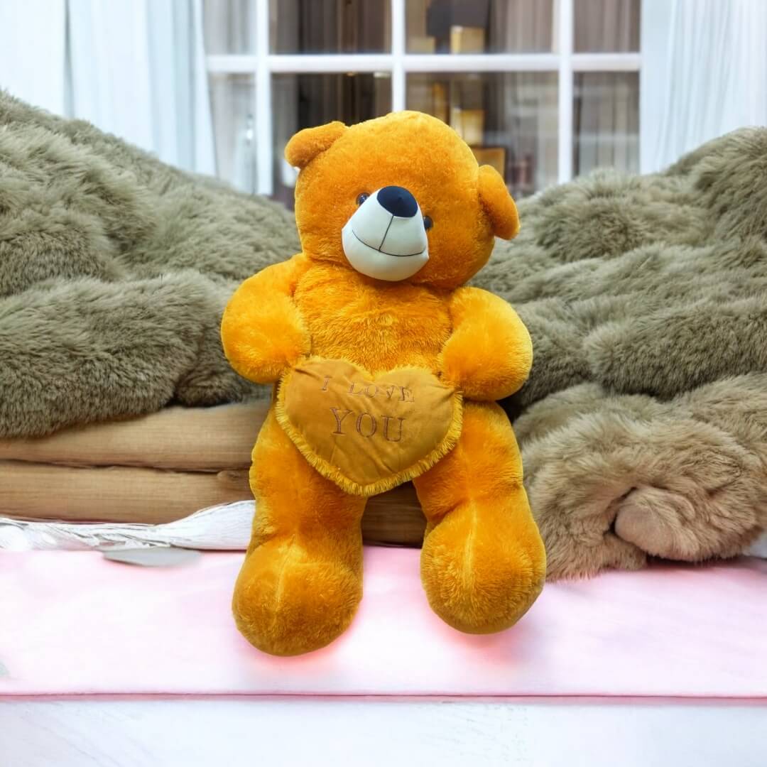 Brown colour teddy bear with heart