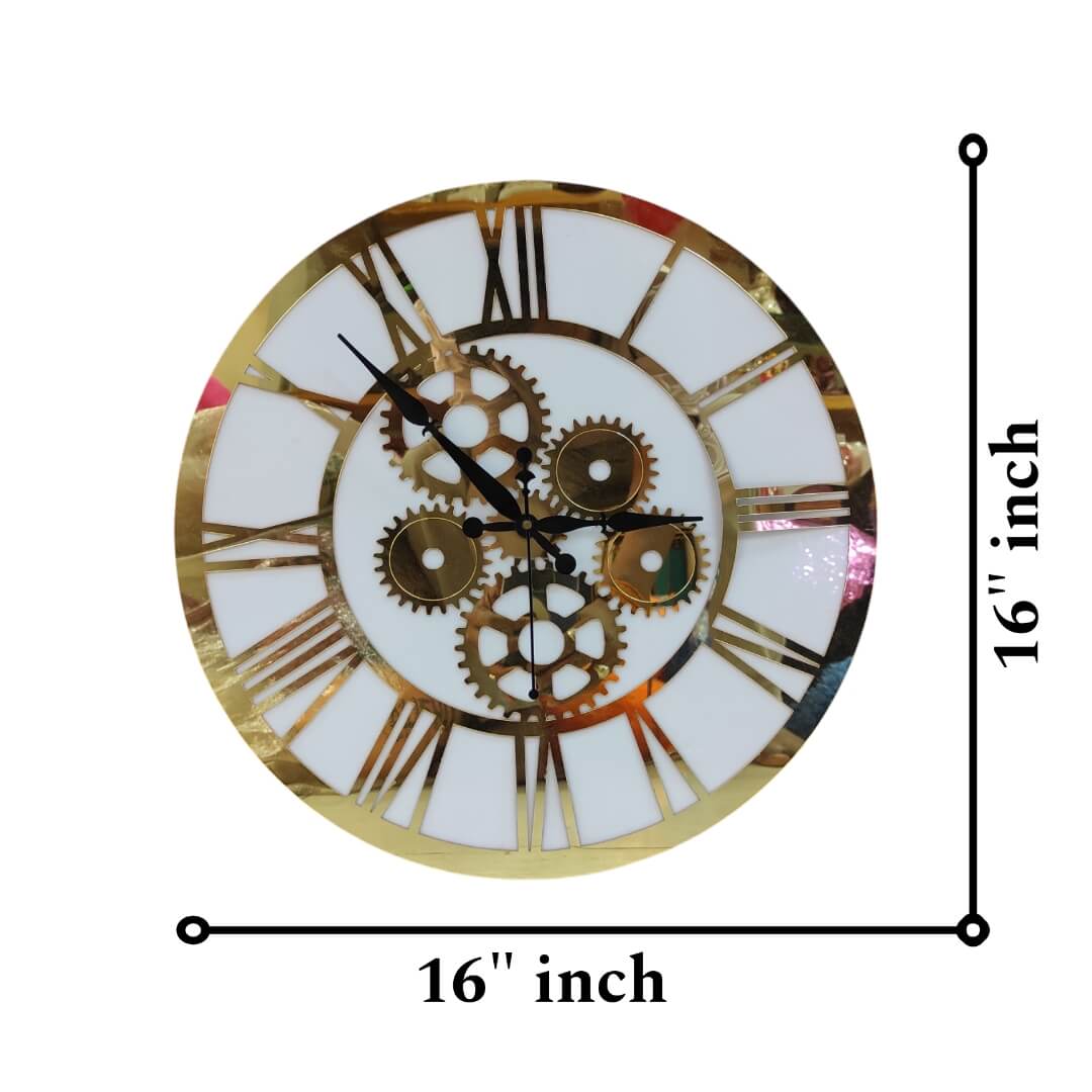 ROUND SHAPED UNIQUE ROSE GOLED COLOURED DIAL ON ACRYLIC WALL CLOCK 962