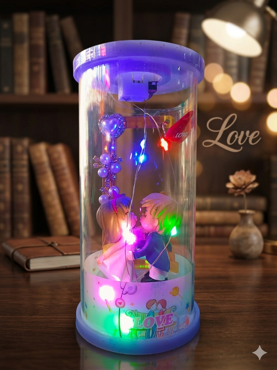 Glowing Glass Cylinder Love Showpiece ( LS22 )