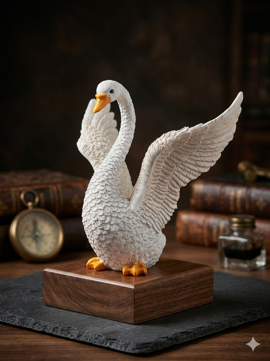 ELEGANT WHITE SWAN SHOWPIECE