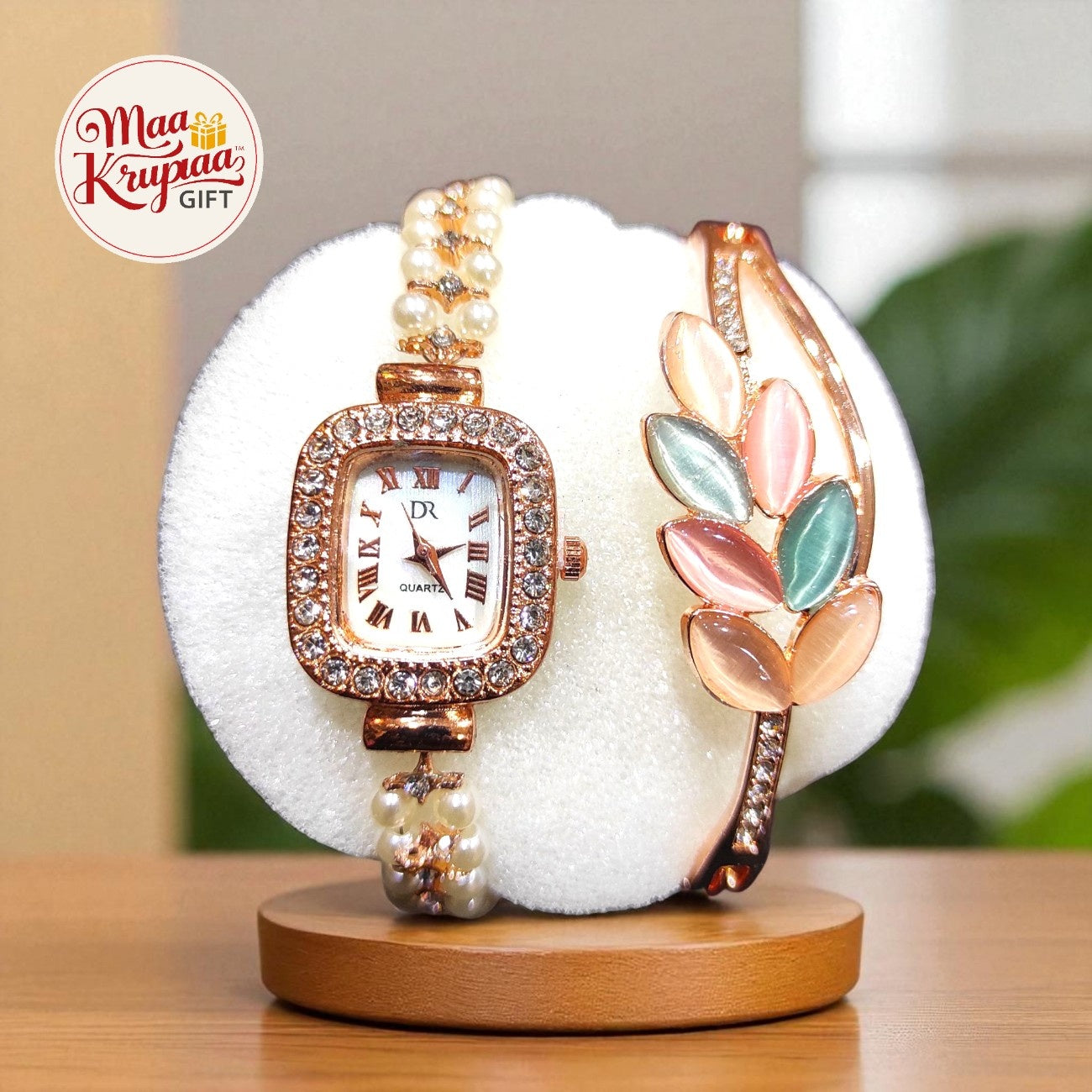 LUXURY PEARL BRACELET WATCH SET W50