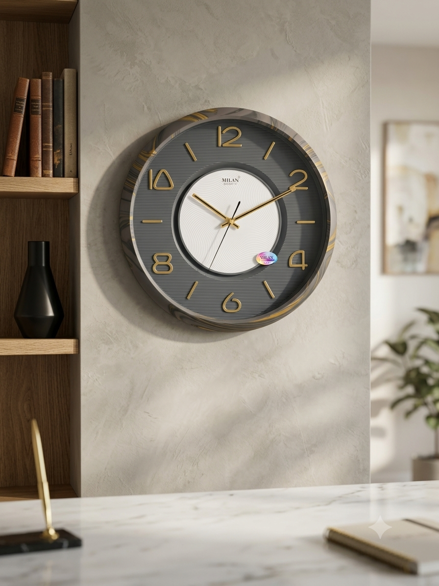 MILAN QUARTZ GREY GOLD EDITION WALL CLOCK WC06