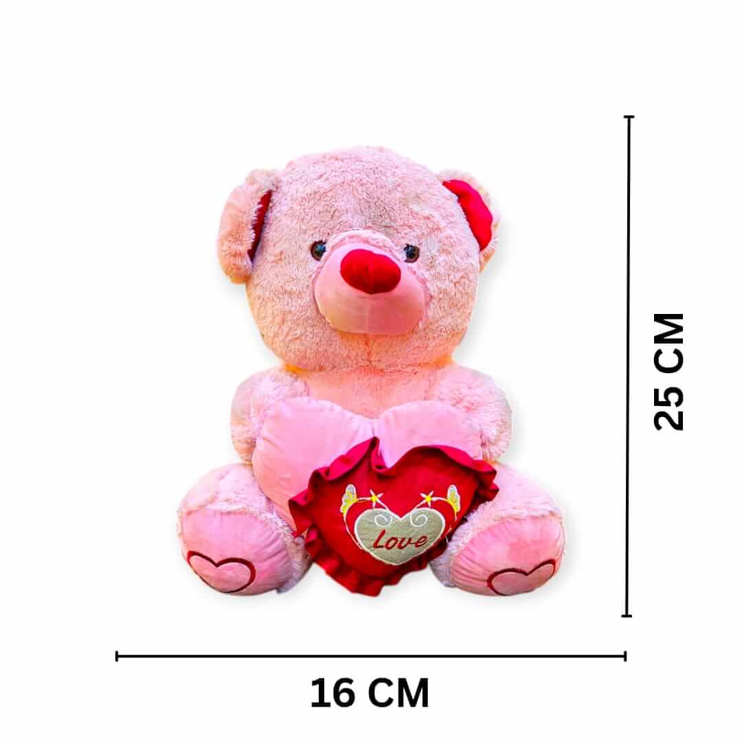 PINK TEDDY BEAR WITH RED "LOVE" HEART PILLOW 1395