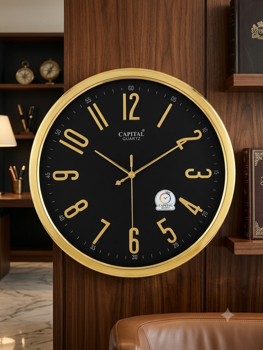 CAPITAL QUARTZ GOLDEN COLOR ELEGANT WALL CLOCK WC04