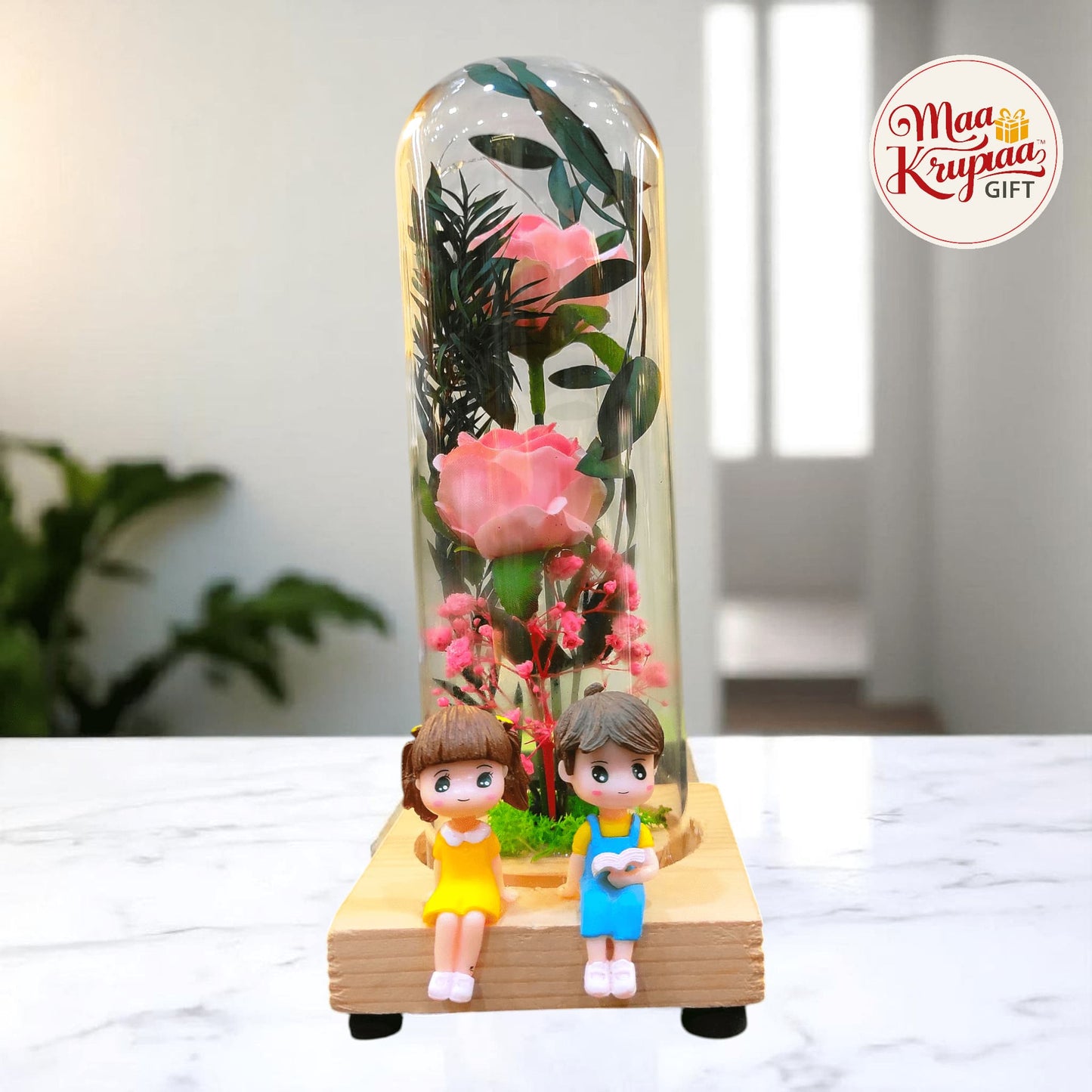 ROMANTIC COUPLE HOME DECOR WITH PINK ROSES AND LED LIGHTS L33