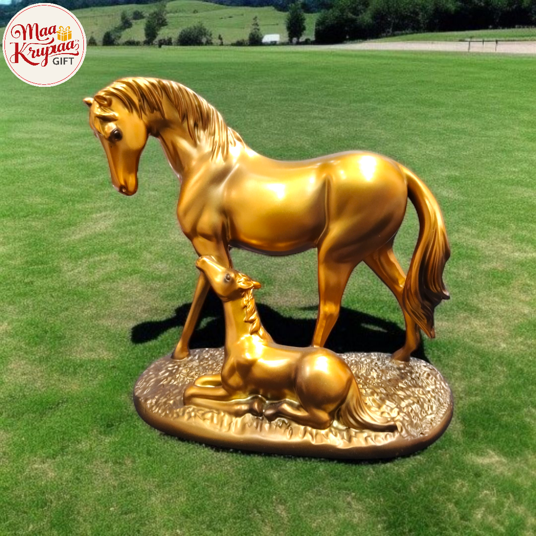 Golden Horse Figurine with Foal W221.