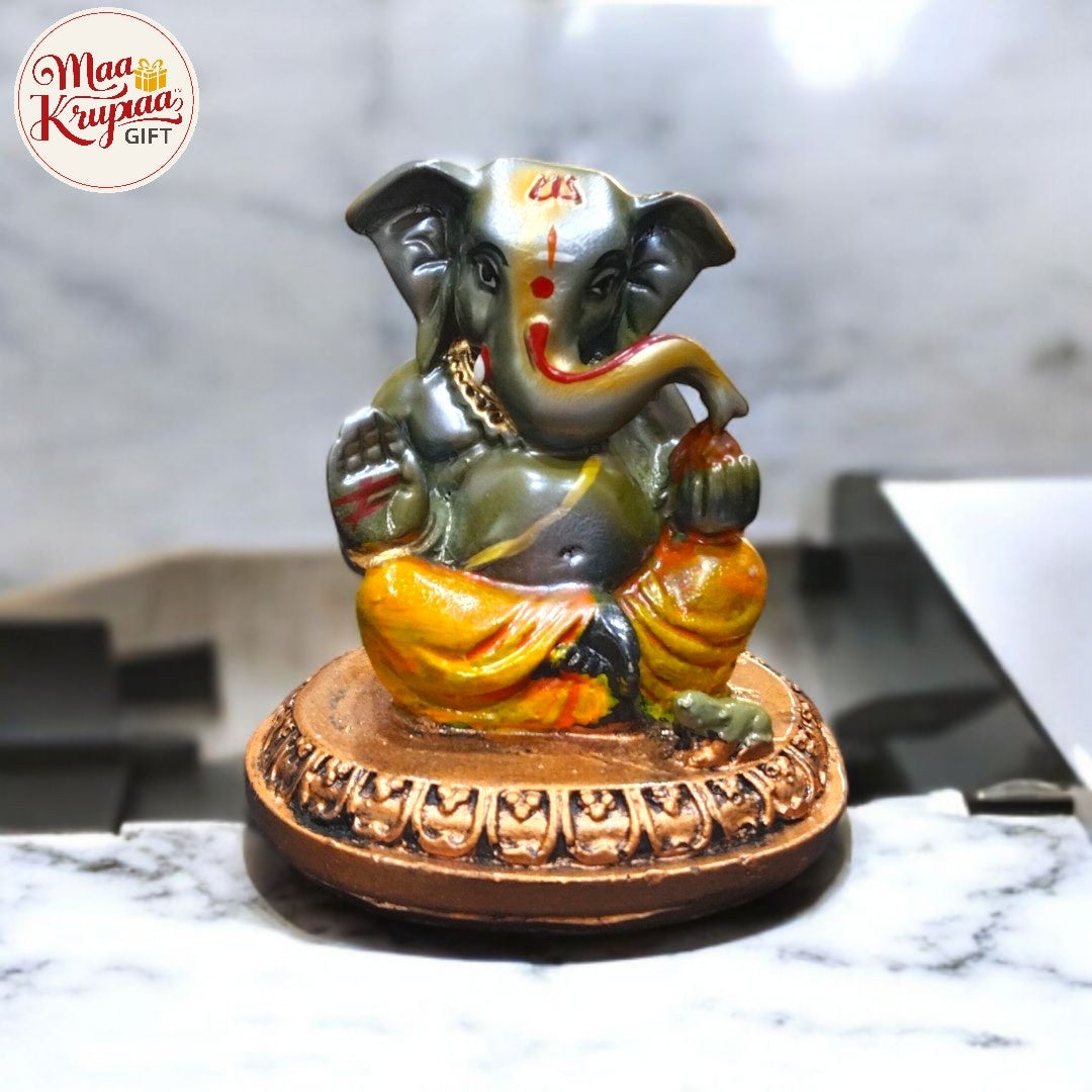 Green Ganesha with Laddu Premium Idol W262
