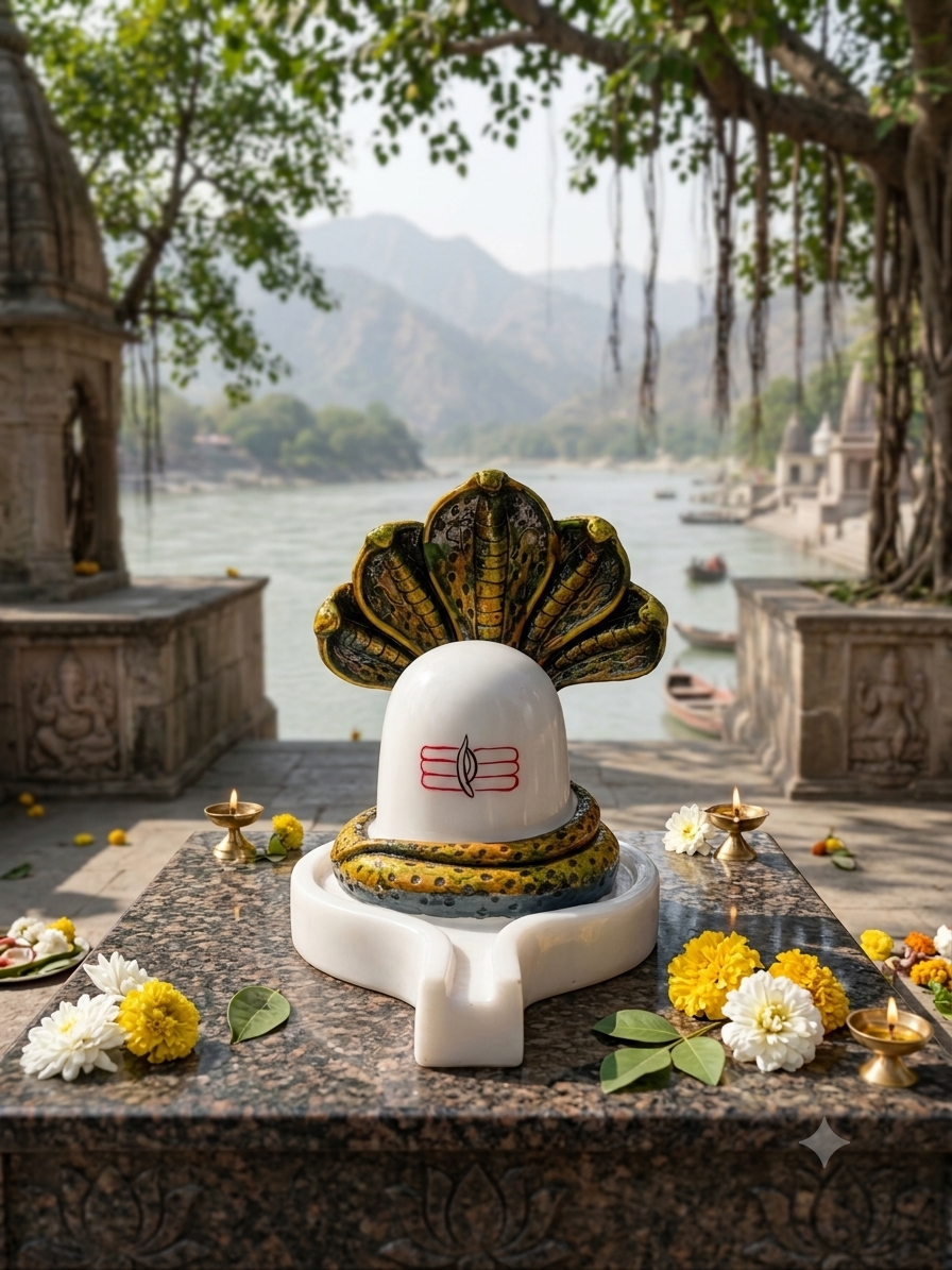 DIVINE SHIVALINGA IDOL WITH SHESHNAG MKS01