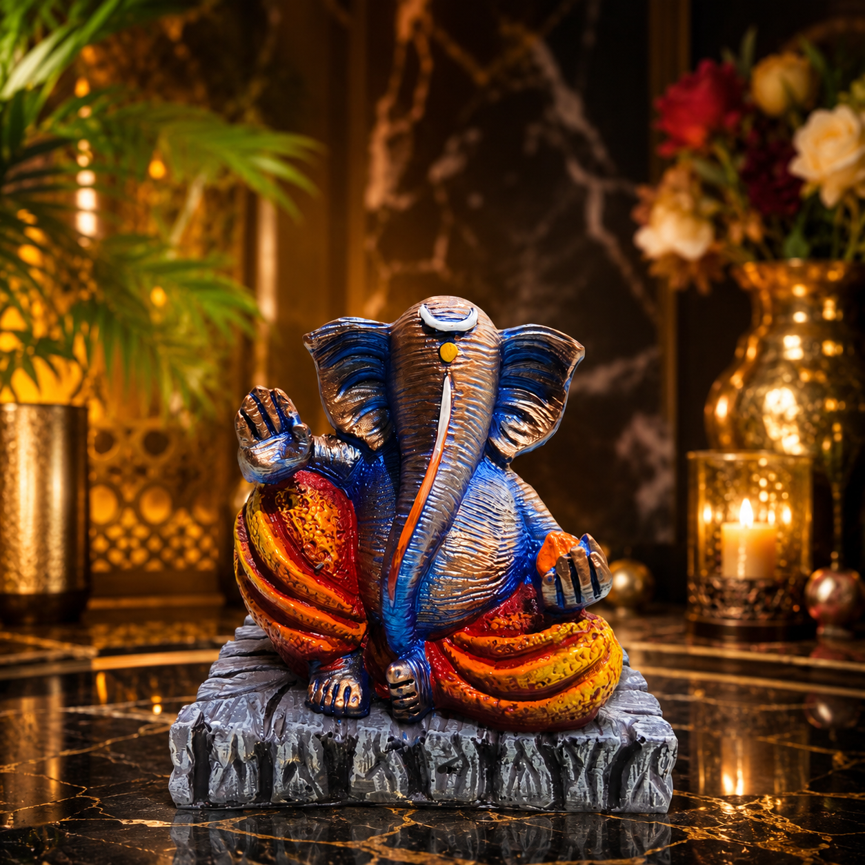 MULTICOLOUR HIGH FINISHED GANESH JI IDOL MK 5004