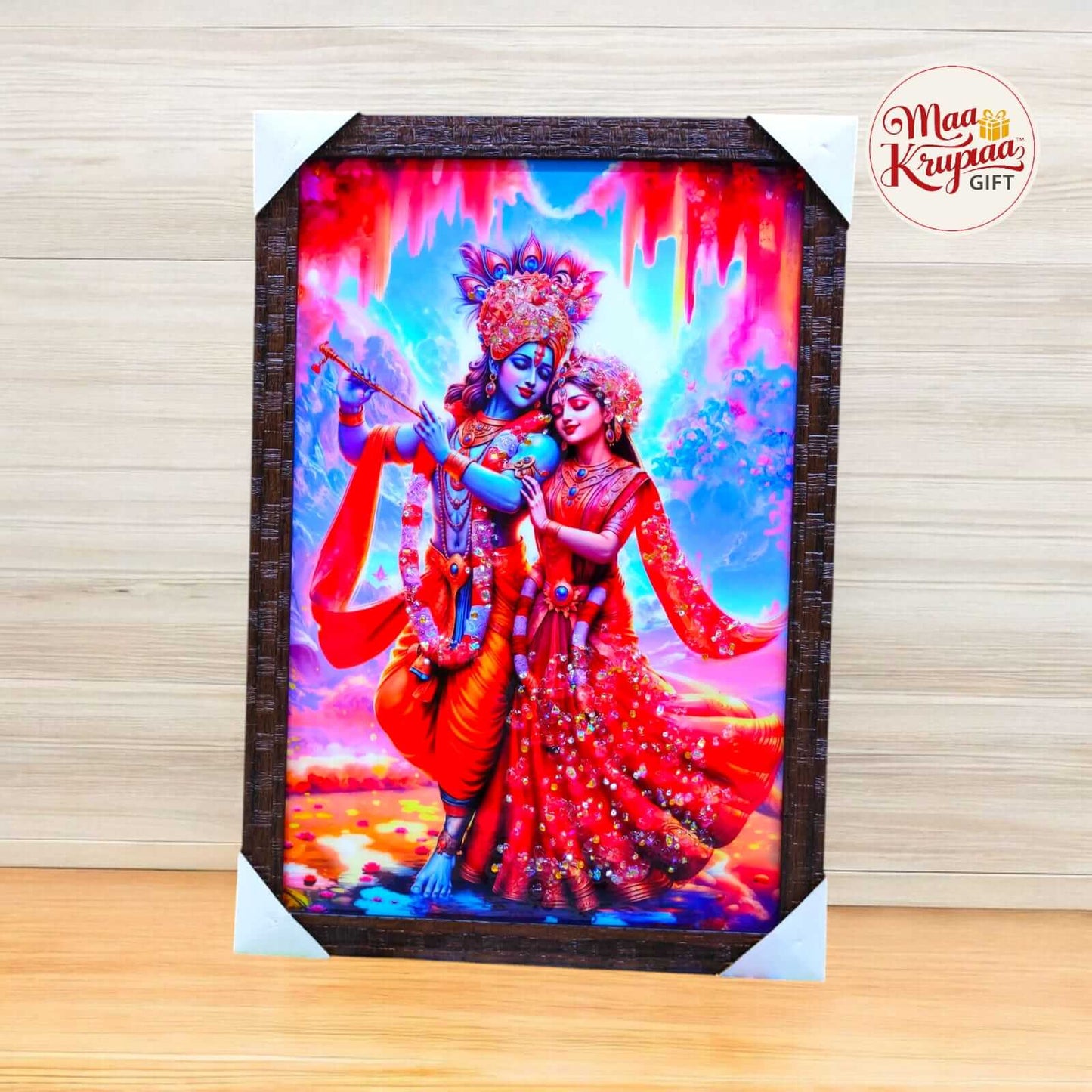 RADHA KRISHNA DANCE OF DIVINE LOVE PREMIUM HOME DECOR WALL FRAME 1338 A4