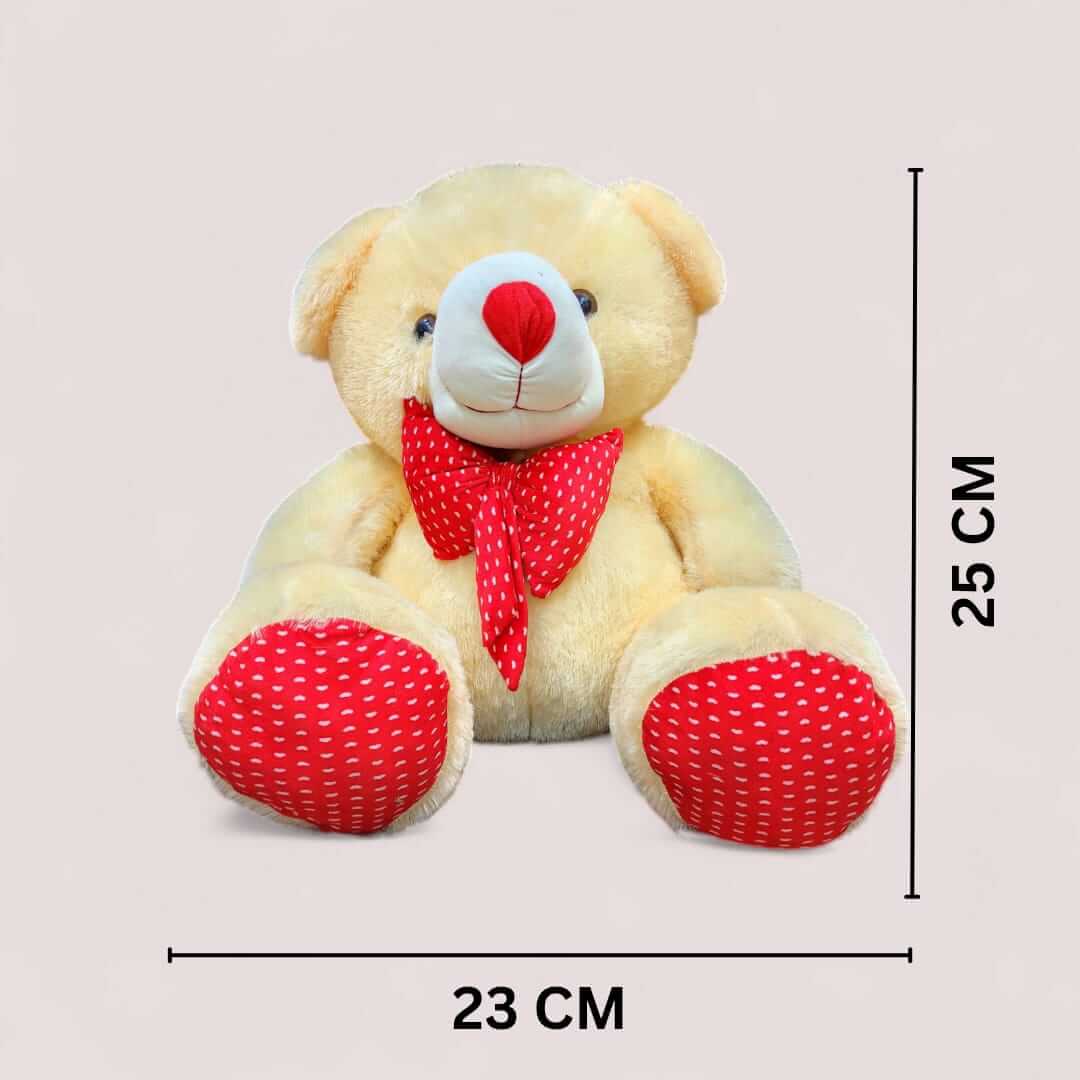CREAM TEDDY BEAR WITH RED POLKA DOT ACCENTS 1396