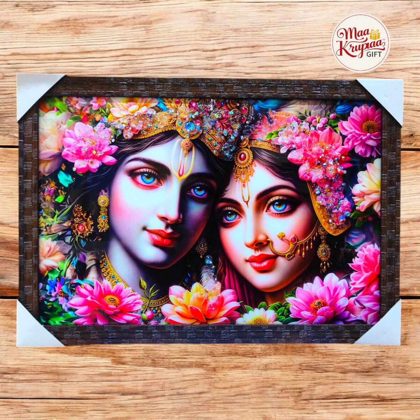 RADHA KRISHNA FLORAL CLOSE-UP DIVINE PREMIUM HOME DECOR WALL FRAME 1338 A28