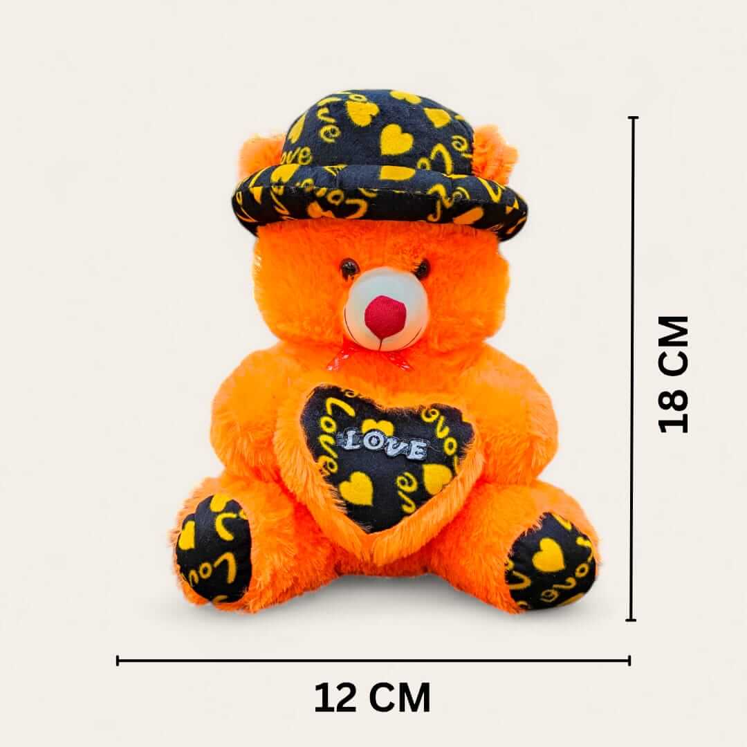 ORANGE TEDDY BEAR WITH LOVE-THEMED HAT AND HEART 1397