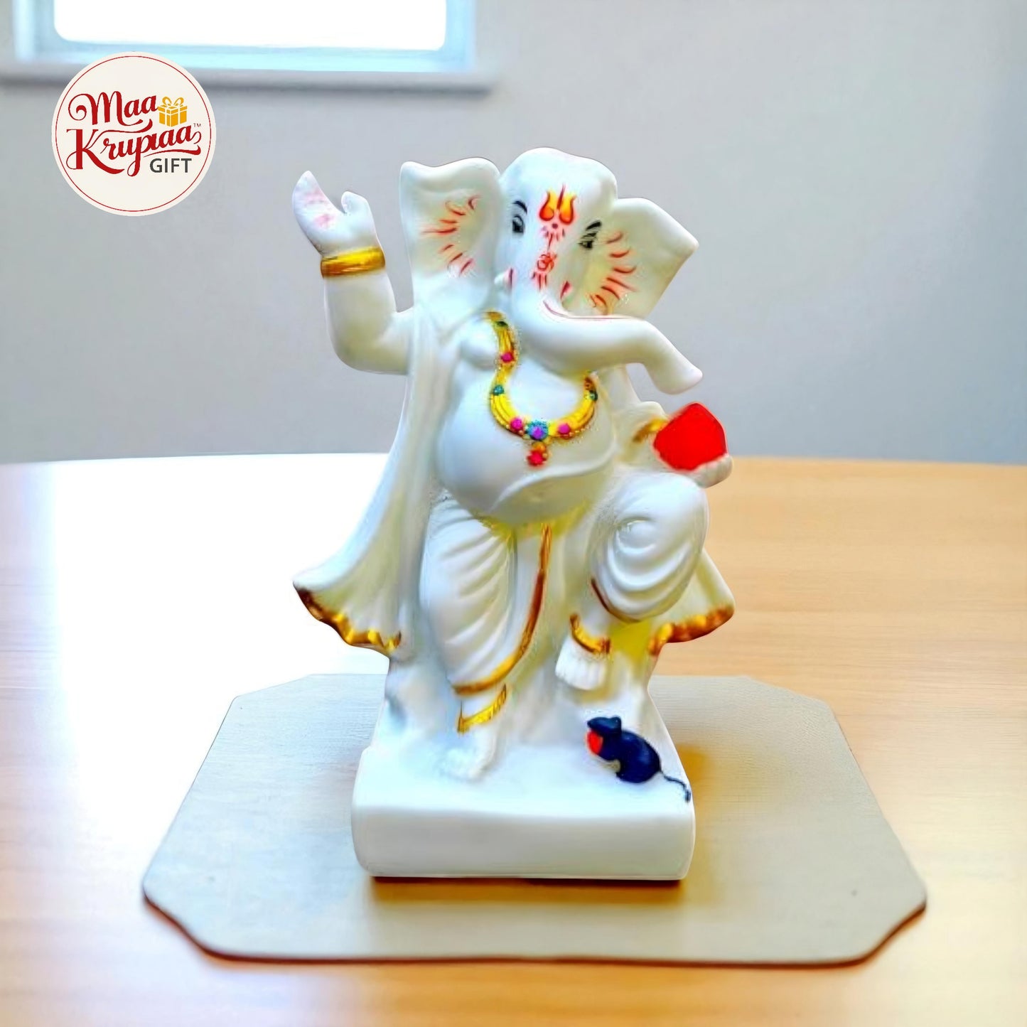 GOLDEN WHITE COLOUR GANESH JI IDOL 861