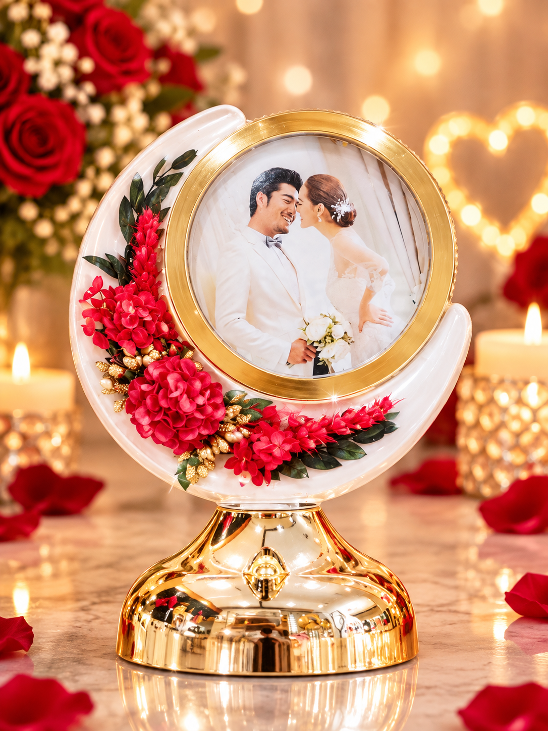 MOON WITH RED ROSE BEAUTIFUL LIGHT PRIMIUM PHOTO FRAME LF244