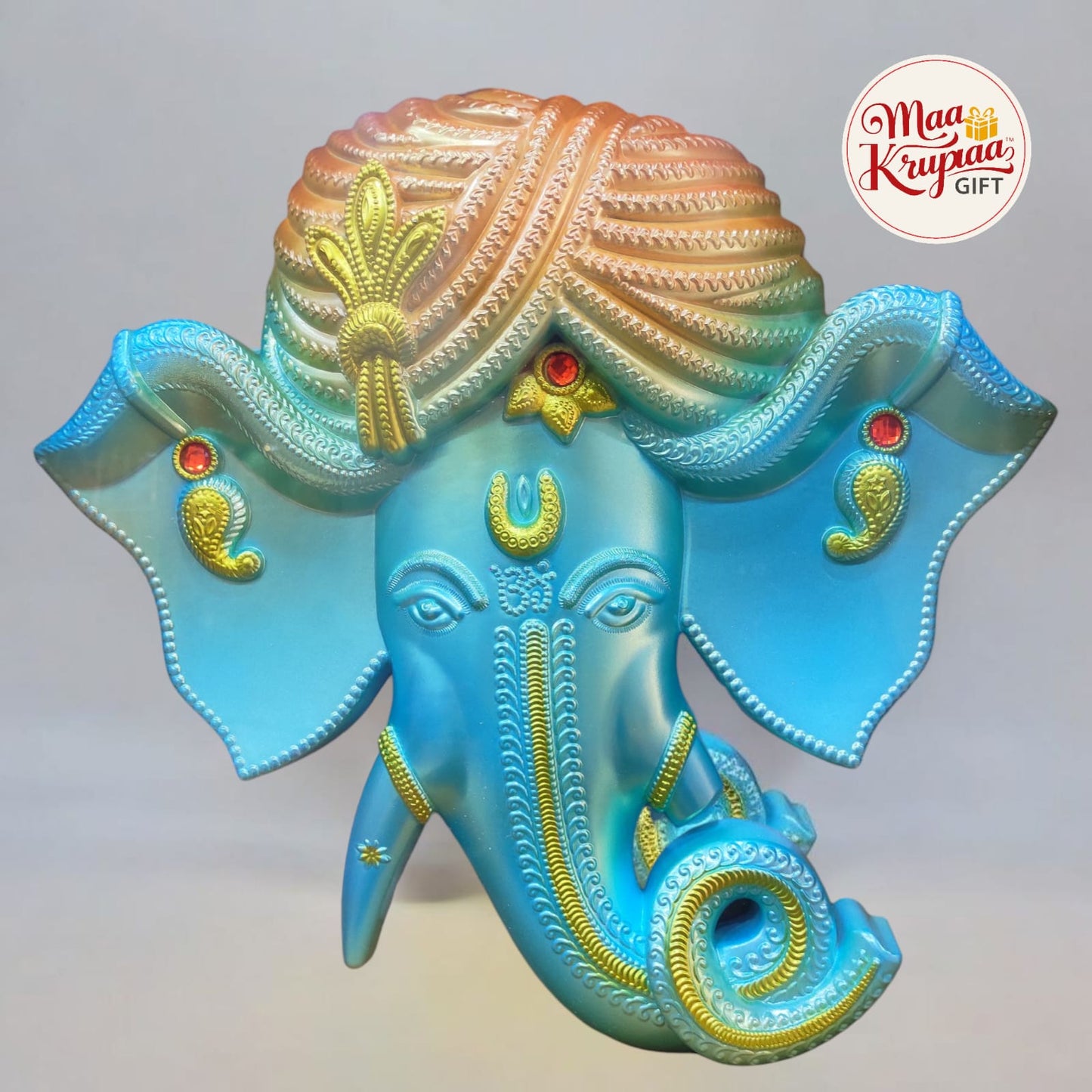 ROYAL BLUE AND GOLD COLOUR TURBANED GANESH JI WALL FRAME 811