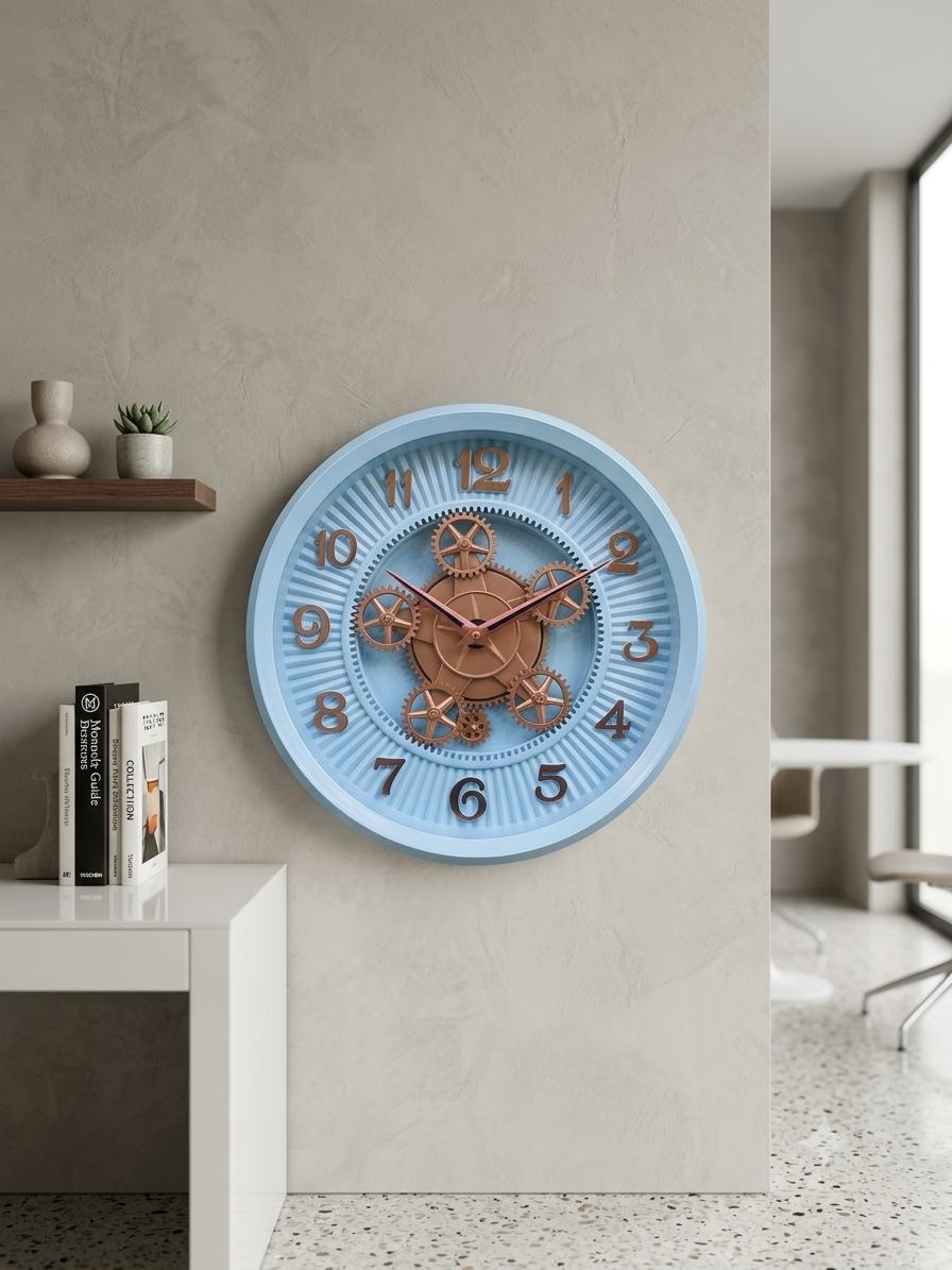 ELEGANT GEAR WALL CLOCK WHITE COLOR WC014