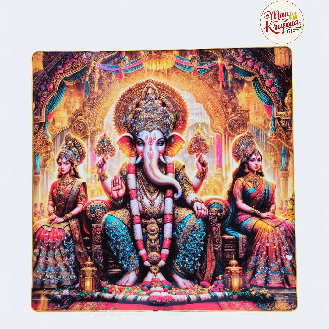 GANESHA JI WITH RIDHI-SHIDHI BIG SIZE PREMIUM HOME DECOR WALL FRAME 816