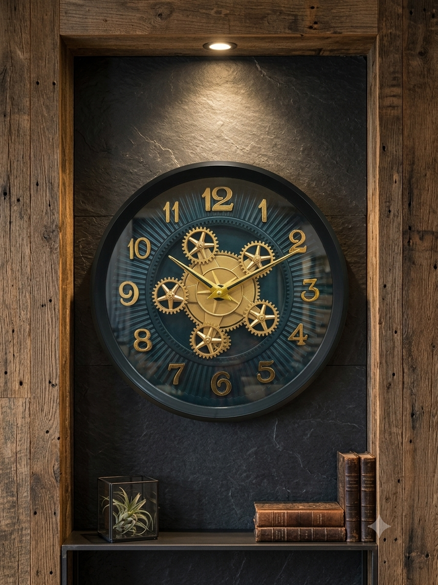 ELEGANT GEAR WALL CLOCK BLACK GOLD EDITION WC016