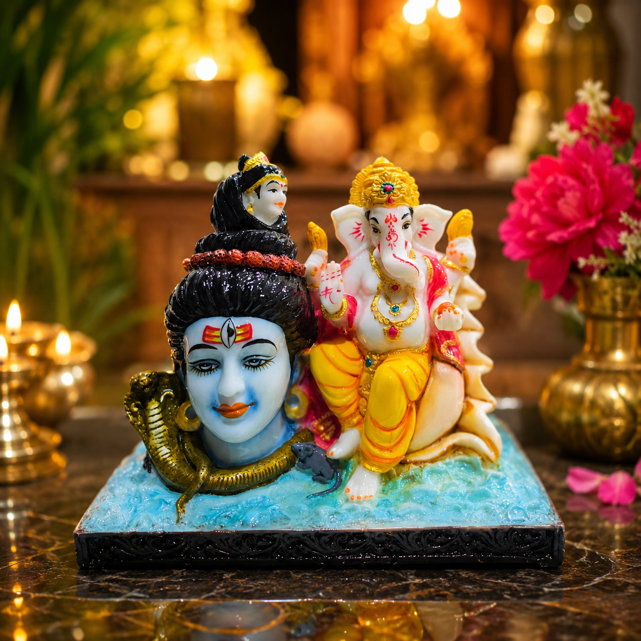 BIG SIZE GANESH JI WITH SHIV JI BEAUTIFUL PRIMIUM IDOL MK 5002