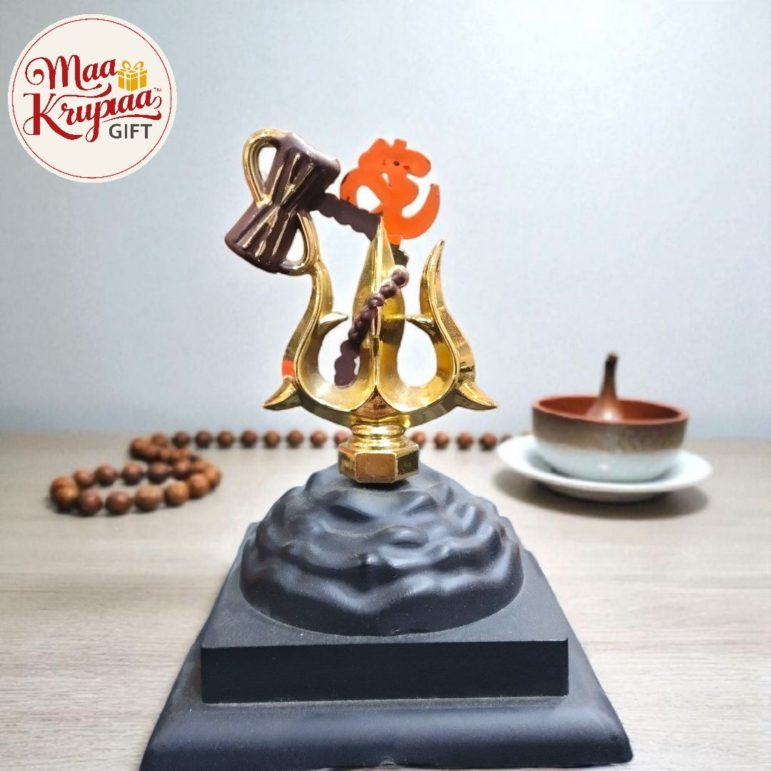 Lord Shiva Trishul with Damru Car Dashboard Decorative Showpiece W198