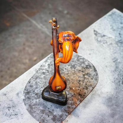 Wooden Ganesh ji with sitar 485