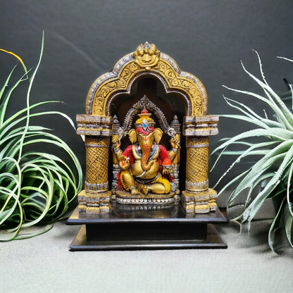 GANESH JI IDOL WITH CABINET IN SAID GOLD COLOUR IDOL 01041