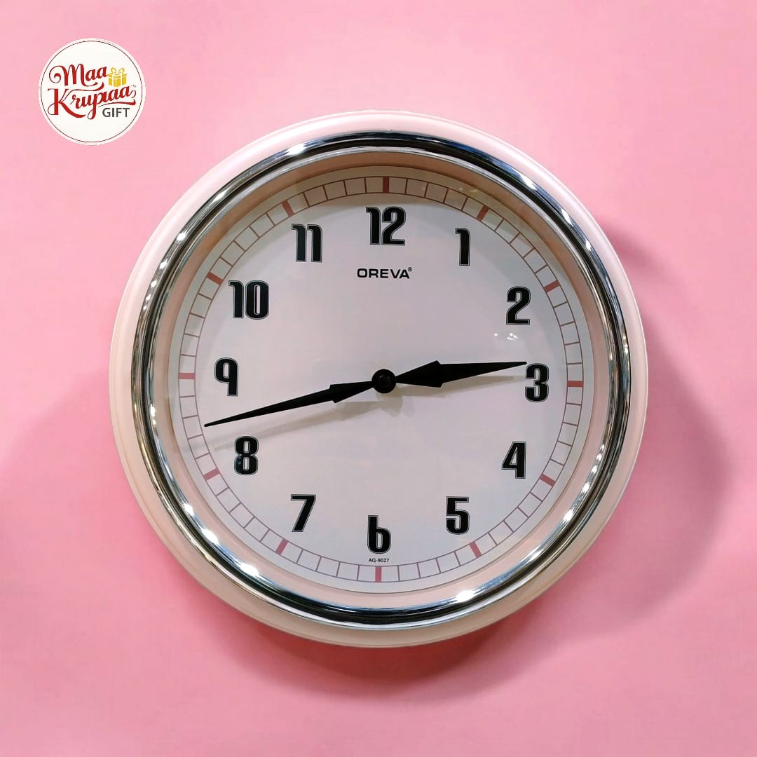 ROUND SHAPE PINK COLOUR OREVA WALL CLOCK gift015