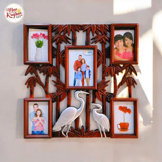 5PHOTOS UNIQUE SQUARE SHAPE PHOTO FRAME WITH 3D SWAN 1290
